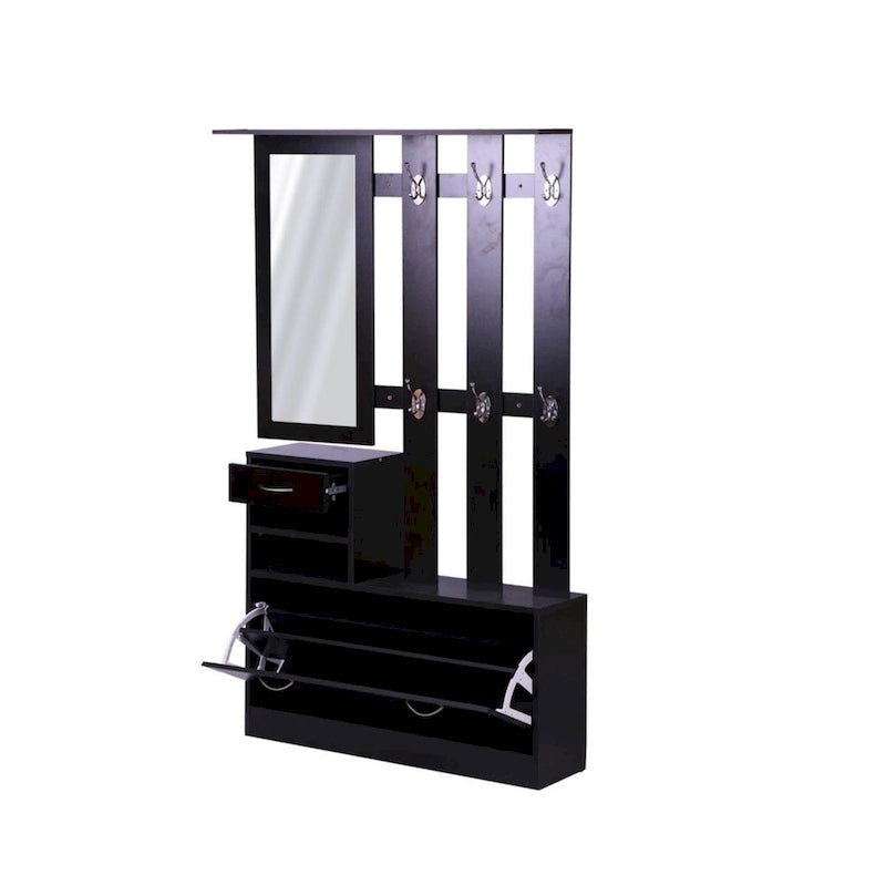 Three In One Combination Model Gate Cabinet with Shoe cabinet+Hang shelf+ Mirror, Black