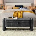 Oval Ottoman Storage Chenille Fabric Bench with Large Storage Space
