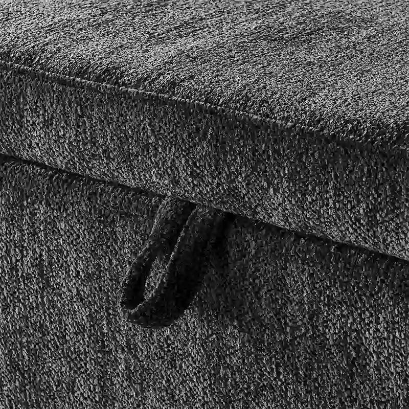 Oval Ottoman Storage Chenille Fabric Bench with Large Storage Space