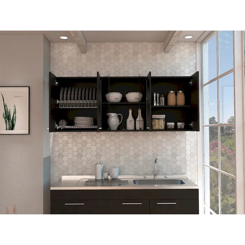 Superior 150 Wall Cabinet With Glass, Four Interior Shelves, Two Double Door