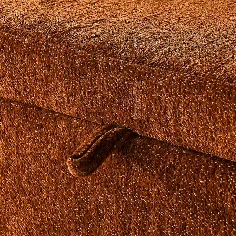 Oval Ottoman Storage Bench Chenille Fabric Bench w/Large Storage Space