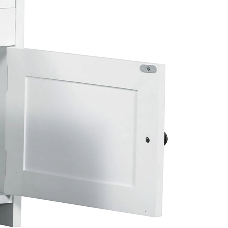 Classic Modern Storage Bench with Two Cabinets and Flip-Top Storage