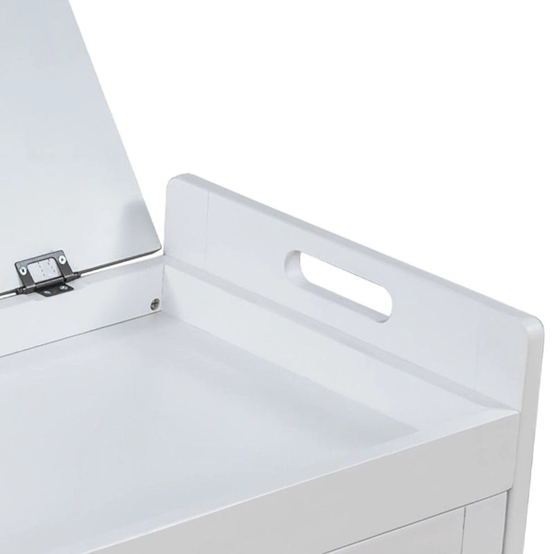 Classic Modern Storage Bench with Two Cabinets and Flip-Top Storage