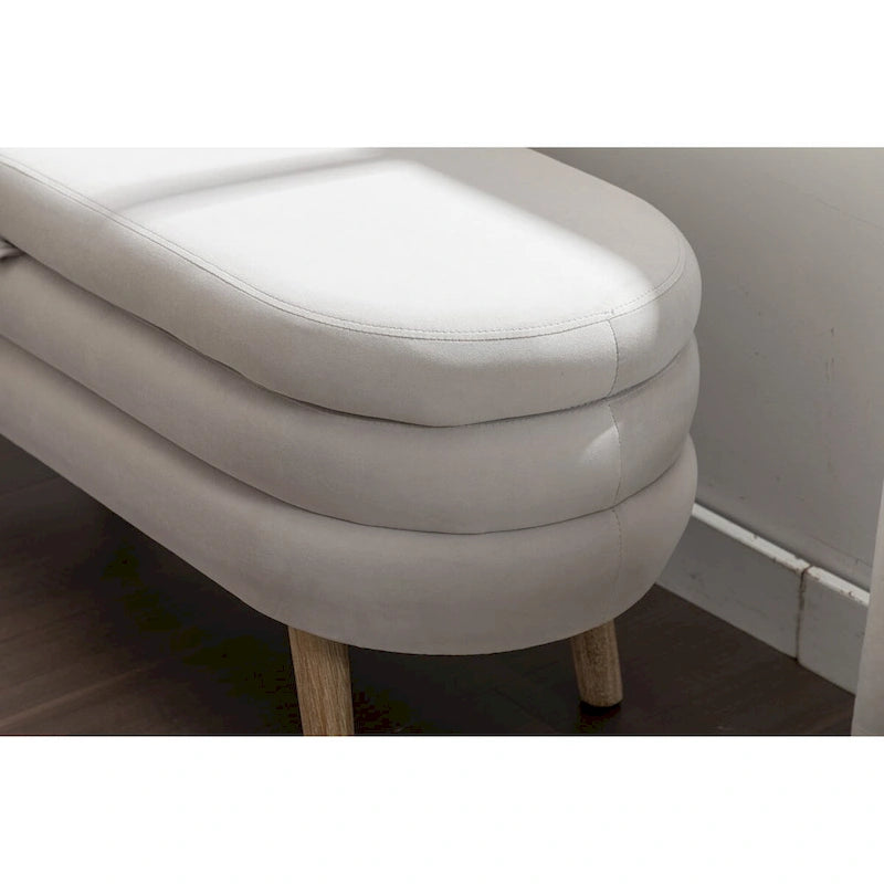 Velvet Fabric Storage Bench Bedroom Bench With Wood Legs For Living Room Bedroom Indoor