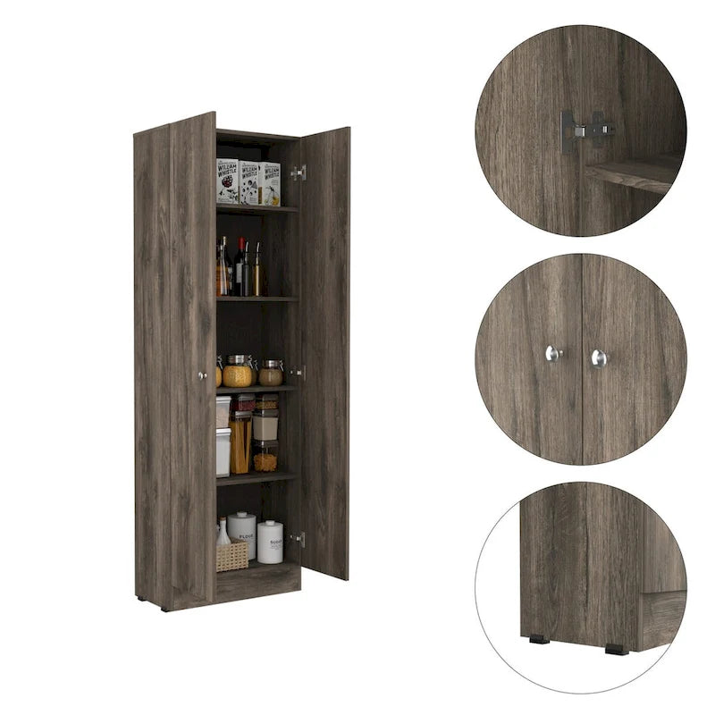 Multistorage Pantry Cabinet, Five Shelves, Double Door Cabinet