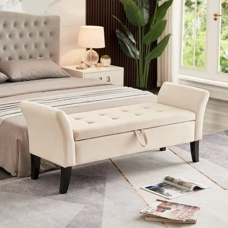 51.5 Bed Bench with Storage Velvet Space-Saving Sofas for Living Room, Apartment and Office