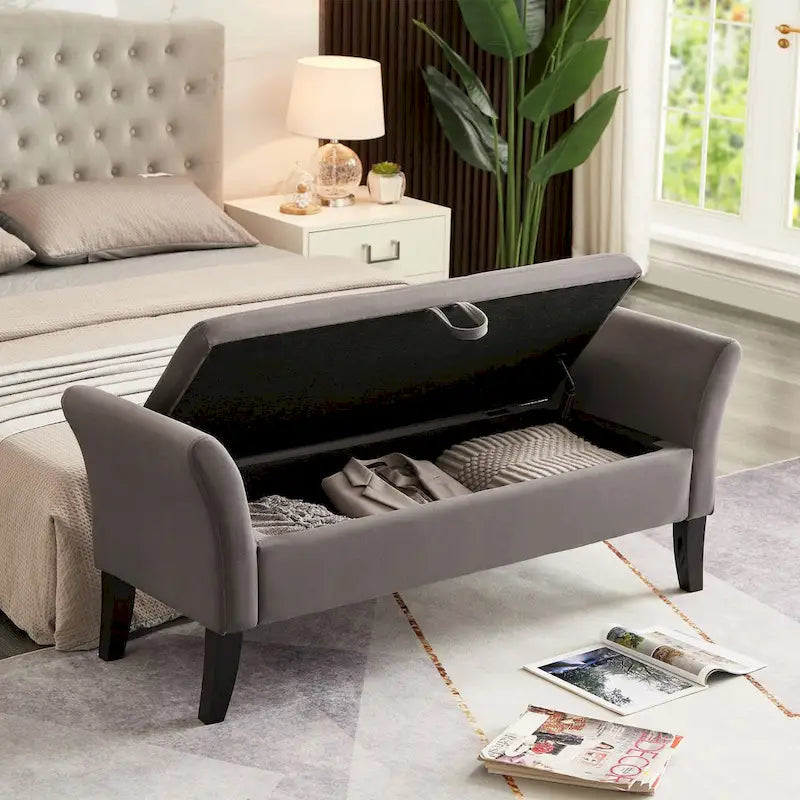 51.5 Bed Bench with Storage Velvet Space-Saving Sofas for Living Room, Apartment and Office