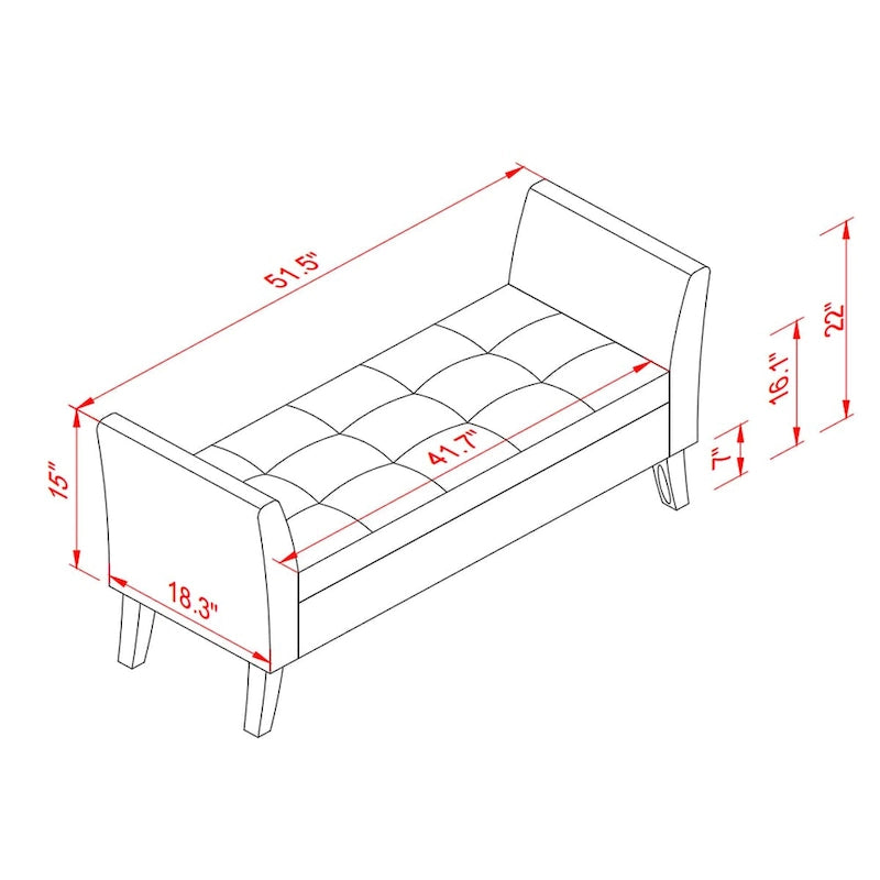 51.5 Bed Bench with Storage Velvet Space-Saving Sofas for Living Room, Apartment and Office