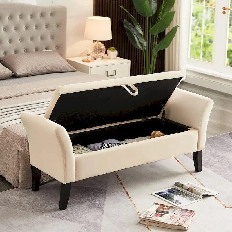 51.5 Bed Bench with Storage Velvet Space-Saving Sofas for Living Room, Apartment and Office
