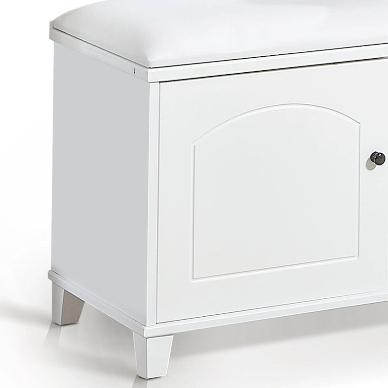 Modern Wooden Storage Bench with Fireproof Sponge-Filled PU Seat Cushion