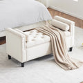 44.5 Velvet Button Storage Bench with Armrests and Nailhead Trim