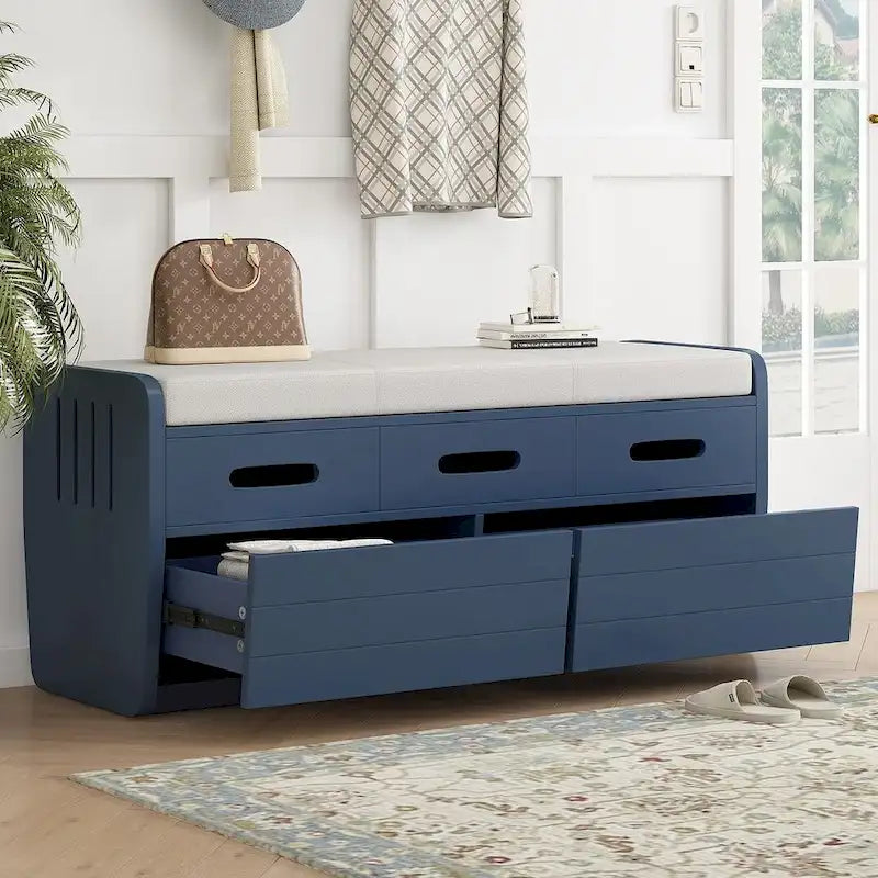 Rustic Storage Bench with Drawers and Hidden Storage