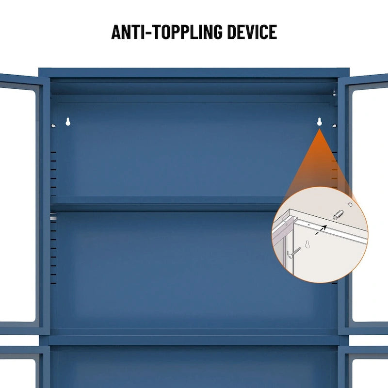 Four Door Storage Cabinet with Adjustable Shelves and Feet Cold-Rolled Steel Sideboard Furniture for Living Room Kitchen