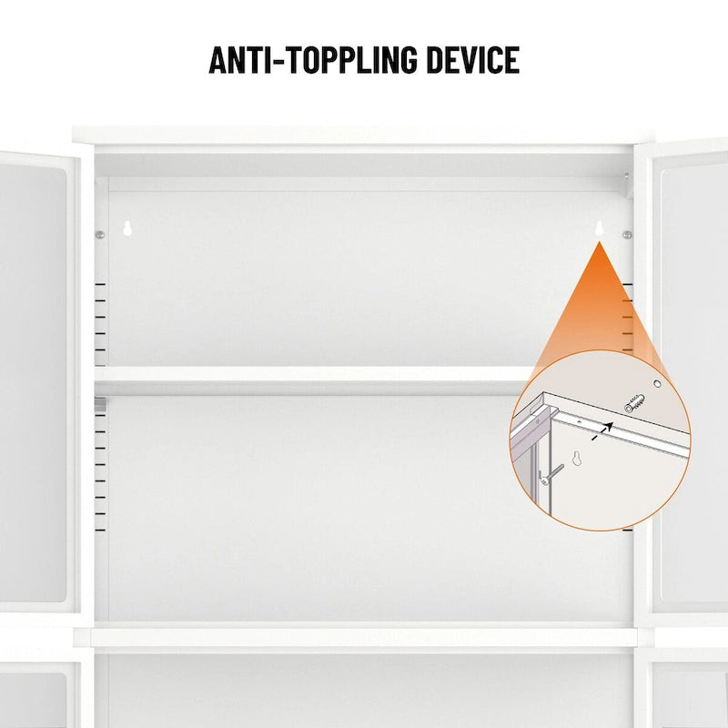 Four Door Storage Cabinet with Adjustable Shelves and Feet Cold-Rolled Steel Sideboard Furniture for Living Room Kitchen