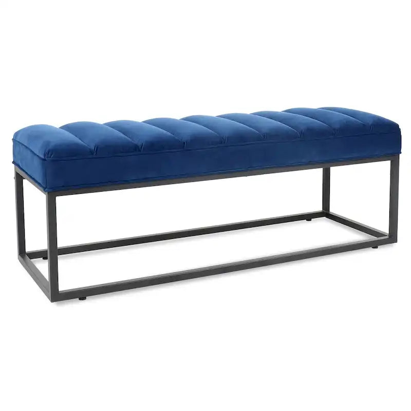 Metal Base Upholstered Bench Footstool for Entryway Living Room