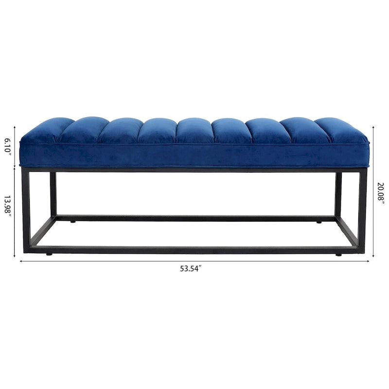 Metal Base Upholstered Bench Footstool for Entryway Living Room