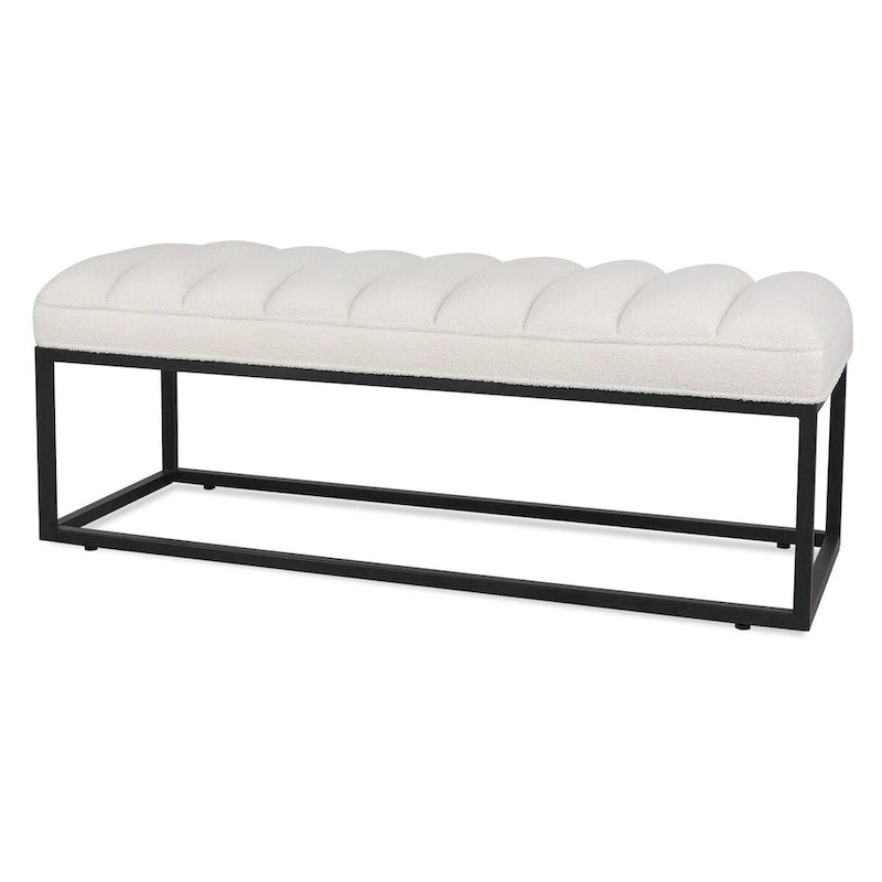 Metal Base Upholstered Bench Footstool for Entryway Living Room
