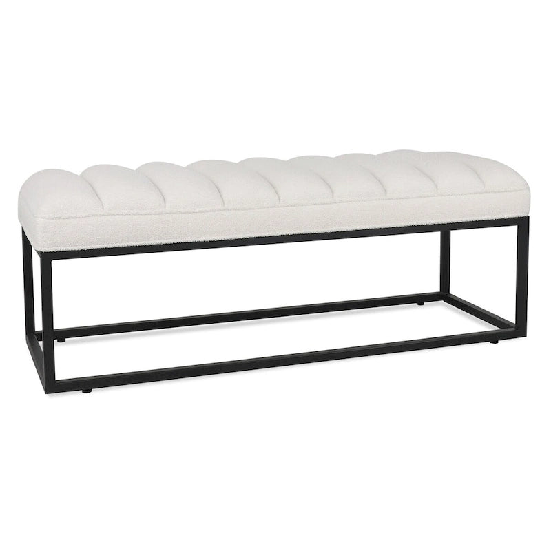 Metal Base Upholstered Bench Footstool for Entryway Living Room
