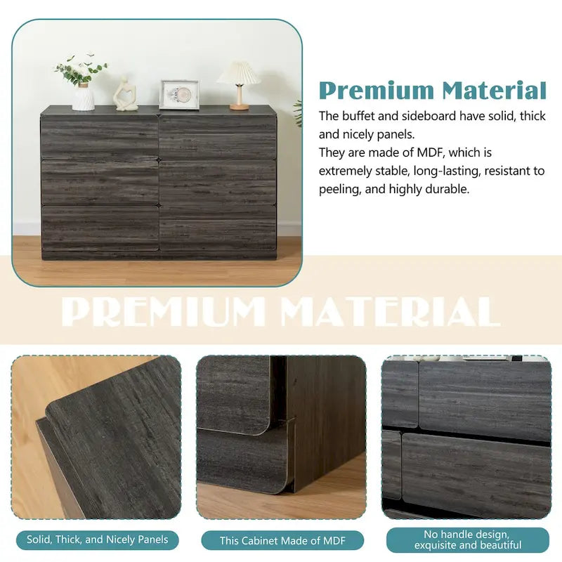 Drawer dresser cabinet,bar cabinet,Buffet server console,table storge cabinets,Flat out the corners of the drawers,six drawers