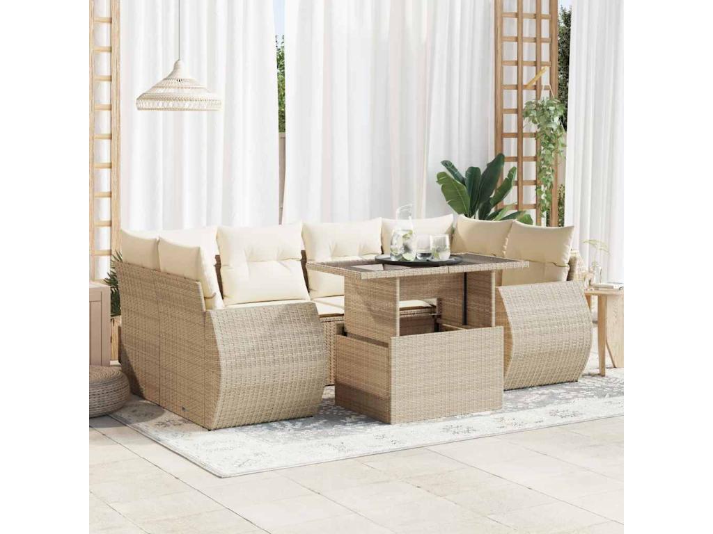 Beige Woven Resin Wicker Outdoor Furniture Set - dlz1766579681254