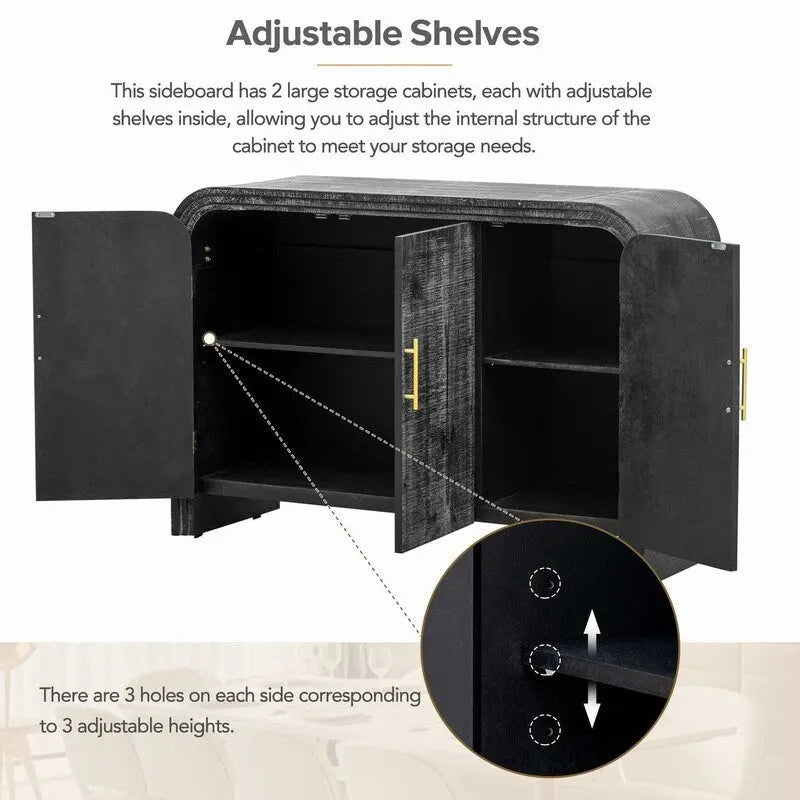 47.2W Sideboard with Gold Handles and Adjustable Dividers - N/A