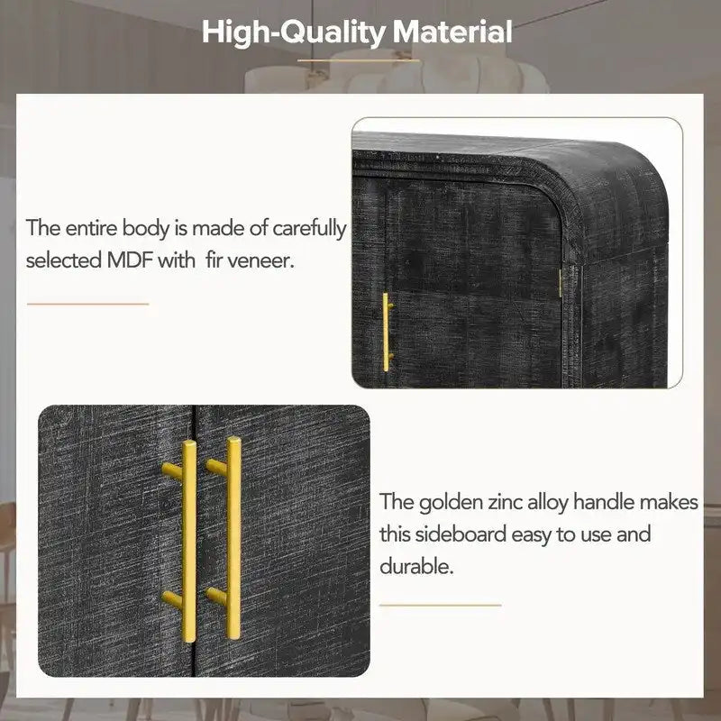 47.2W Sideboard with Gold Handles and Adjustable Dividers - N/A