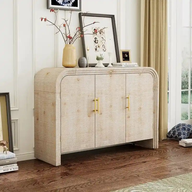 47.2W Sideboard with Gold Handles and Adjustable Dividers - N/A