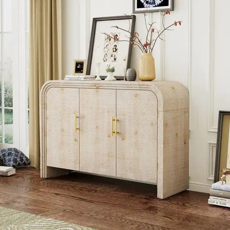 47.2W Sideboard with Gold Handles and Adjustable Dividers - N/A