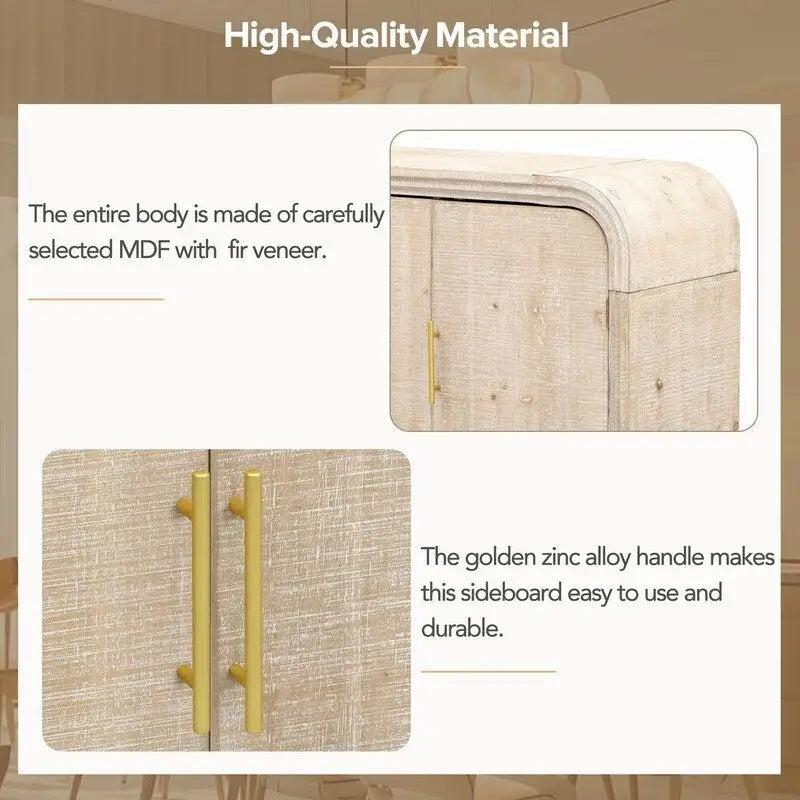 47.2W Sideboard with Gold Handles and Adjustable Dividers - N/A