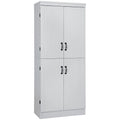 70 Kitchen Pantry, Tall Freestanding Storage Cabinet, 6-tier Shelving with 2 Adjustable Shelves and 4 Doors Gray