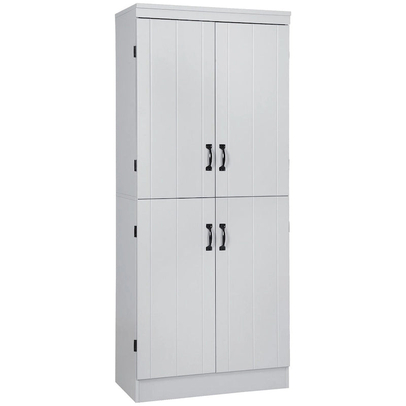 70 Kitchen Pantry, Tall Freestanding Storage Cabinet, 6-tier Shelving with 2 Adjustable Shelves and 4 Doors Gray