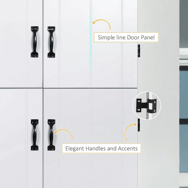 70 Kitchen Pantry, Tall Freestanding Storage Cabinet, 6-tier Shelving with 2 Adjustable Shelves and 4 Doors Gray