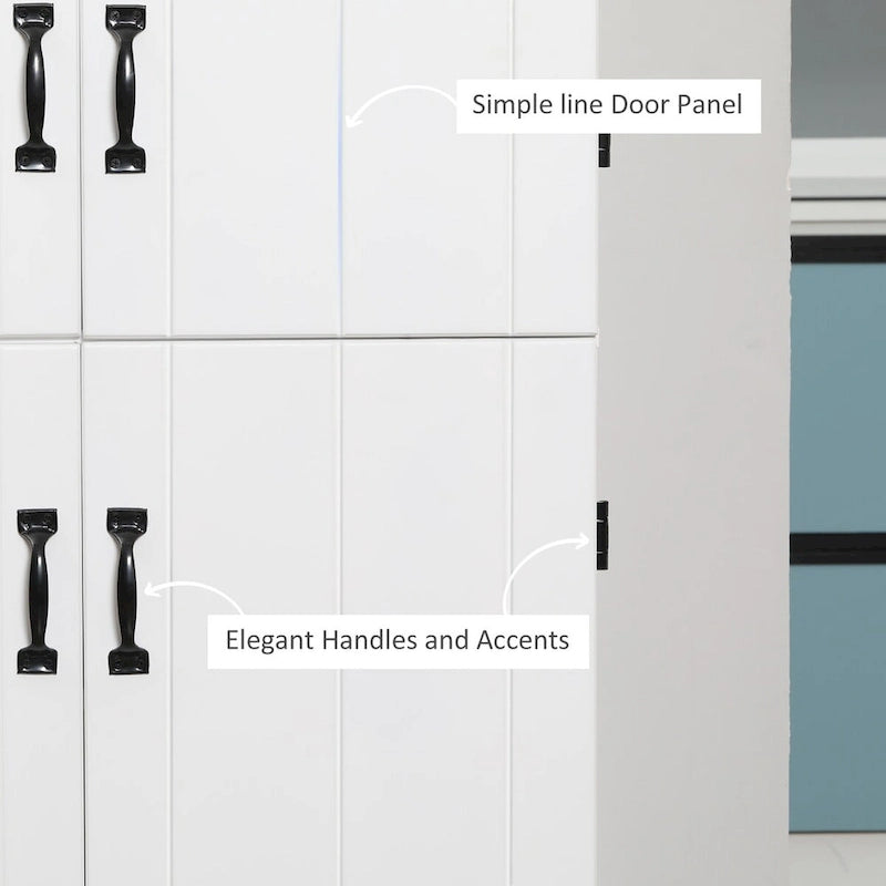 70 Kitchen Pantry, Tall Freestanding Storage Cabinet, 6-tier Shelving with 2 Adjustable Shelves and 4 Doors Gray