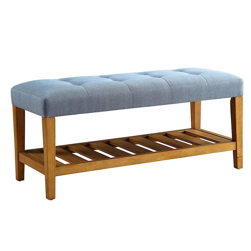 Wooden Bench, Blue & Oak