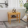 Bamboo Shower Bench with Storage Shelf