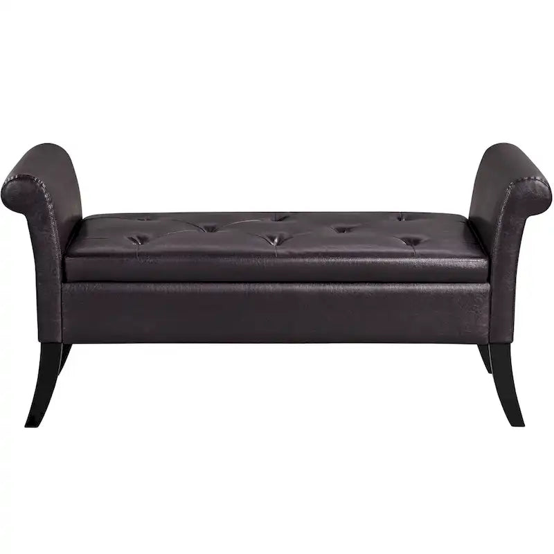 Yaheetech Faux Leather Vintage Storage Bench Multifunctional Bench