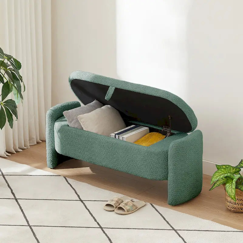 Fleece Fabric Bench with Large Storage Space