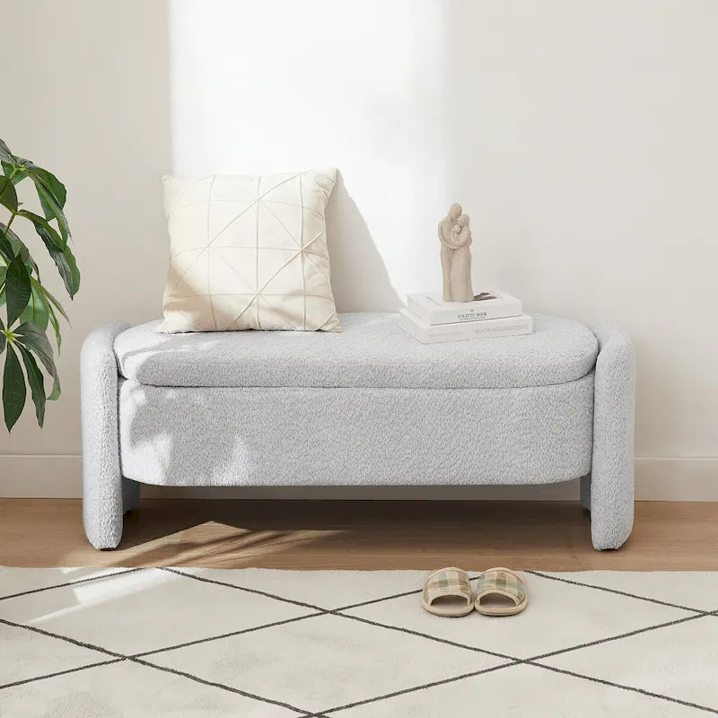 Fleece Fabric Bench with Large Storage Space