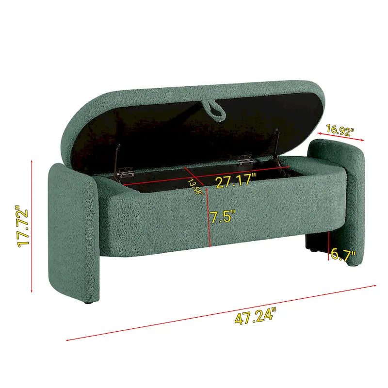Fleece Fabric Bench with Large Storage Space