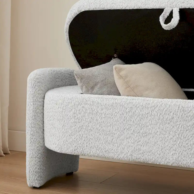 Fleece Fabric Bench with Large Storage Space