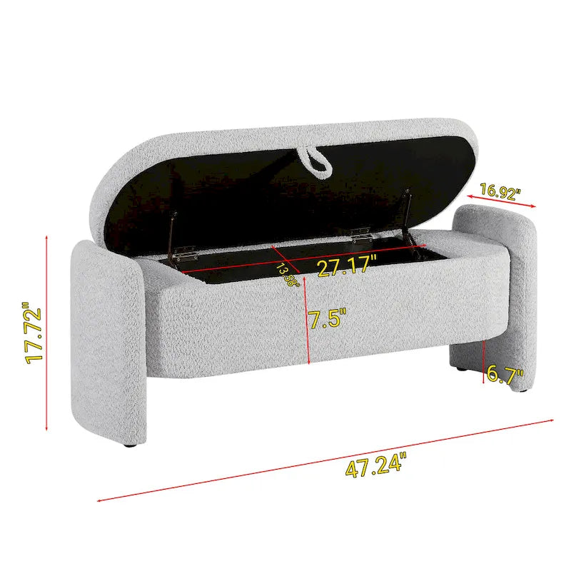 Fleece Fabric Bench with Large Storage Space