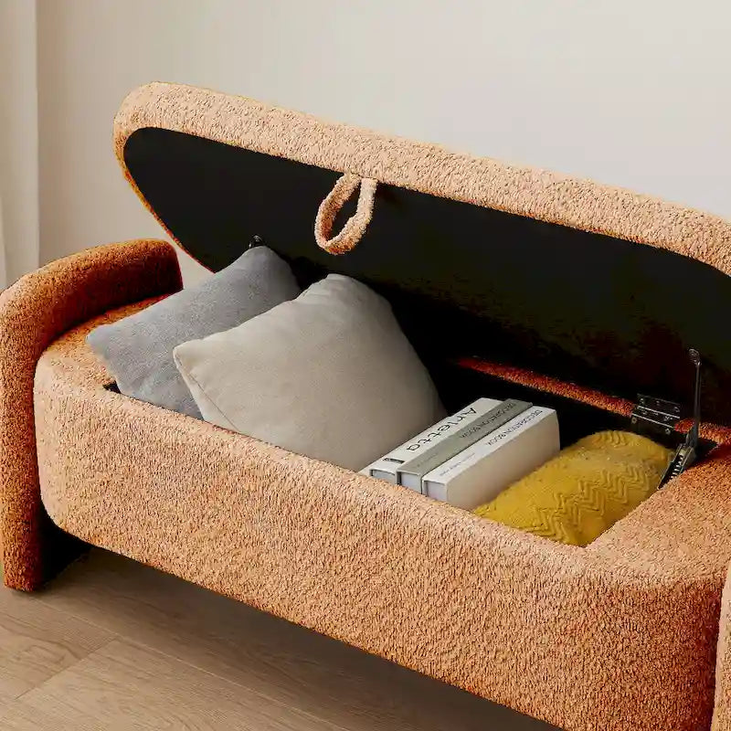 Fleece Fabric Bench with Large Storage Space