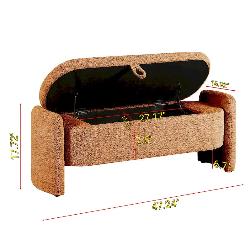 Fleece Fabric Bench with Large Storage Space