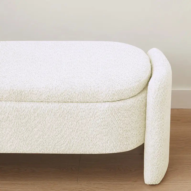 Fleece Fabric Bench with Large Storage Space