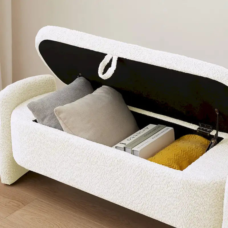 Fleece Fabric Bench with Large Storage Space