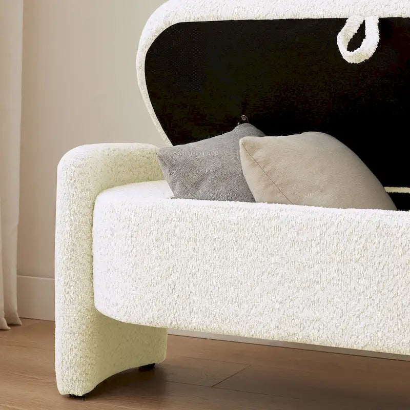 Fleece Fabric Bench with Large Storage Space