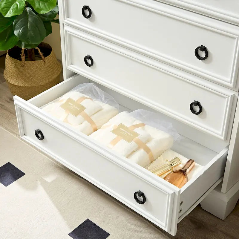 Modern 6 Drawer Dresser, Tall Chest of Drawers Closet Organizers & Storage Clothes - Easy Pull Handle, Textured Borders
