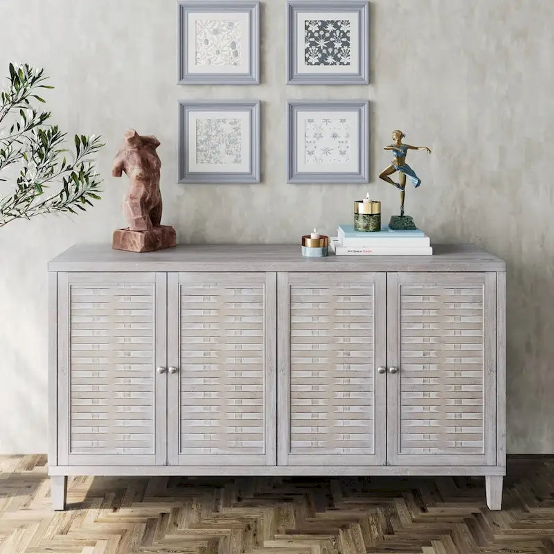 Accent Cabinet 4 Door Wooden Cabinet Sideboard Buffet Server Cabinet Storage Cabinet, for Living Room, Entryway