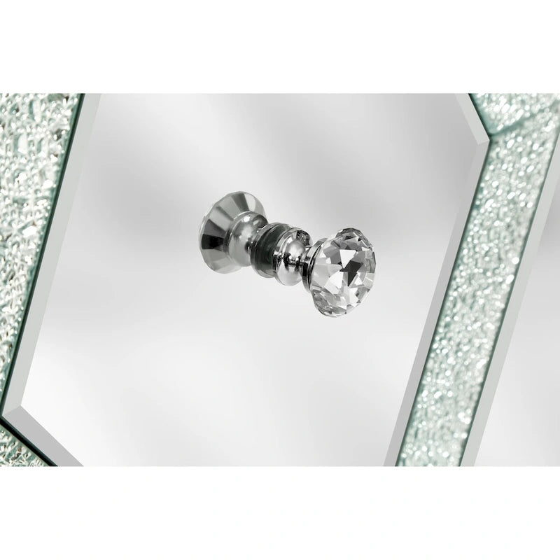 Storage Cabinet with Mirror Trim and Diamond Shape Design for Living Room, Dining Room, Entryway, Kitchen