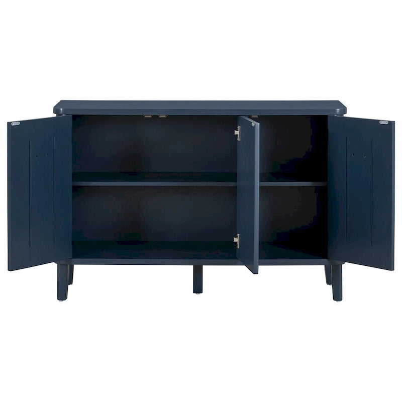 Simple and Atmospheric Solid Wood Veneer Fraxinus Mandschuric Cabinet with Three Acacia Solid Doors,Adjustable